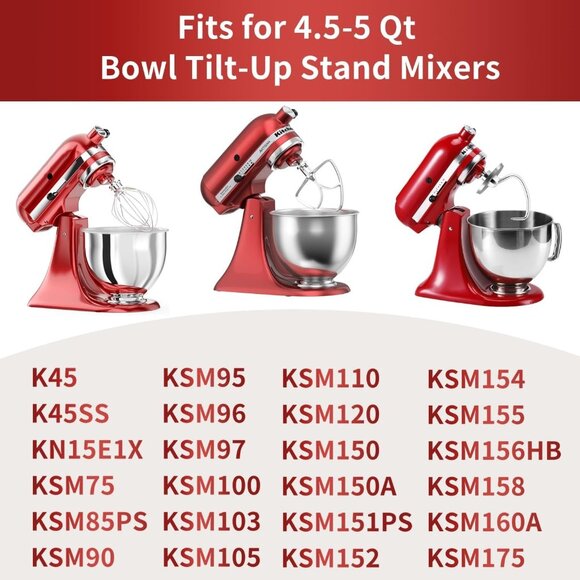 Stainless Steel Stand Mixer Attachments 3-Piece Set for KitchenAid 4.5–5 Qt - Picture 7 of 7